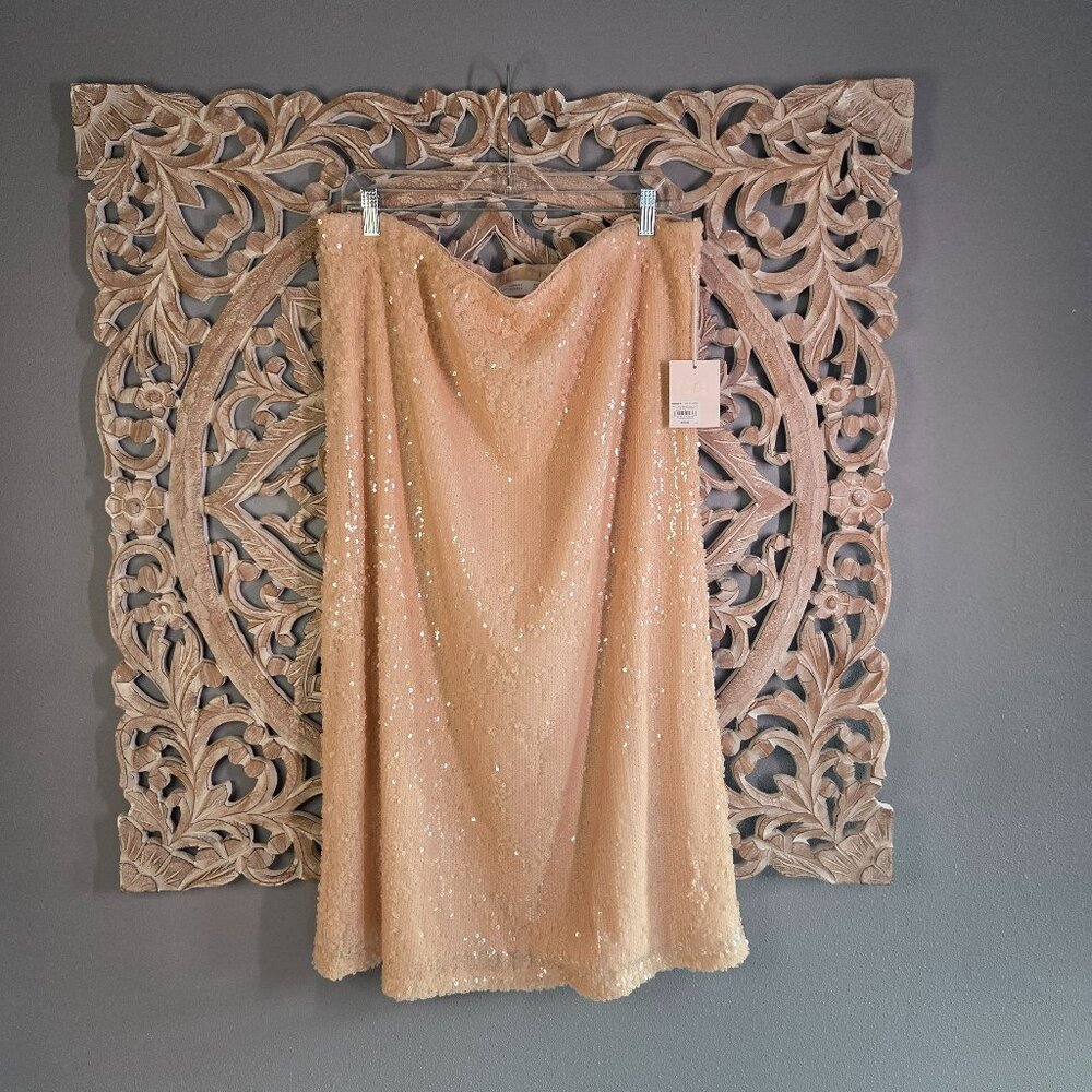 Women's LC Lauren Conrad Sequin Midi Slip Skirt Pink Peach Size XXL